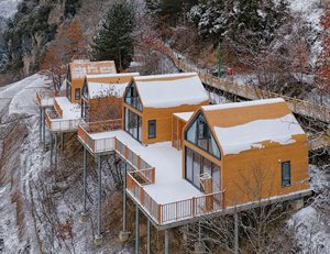 Maison préfabriquée ignifuge en forme <span class=keywords><strong>de</strong></span> A, <span class=keywords><strong>Chalet</strong></span> modulaire pour hôtels <span class=keywords><strong>de</strong></span> montagne, complexes balnéaires et projets <span class=keywords><strong>de</strong></span> glamping - Product Image 2