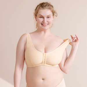 Vente en gros de soutien-gorge grande <span class=keywords><strong>taille</strong></span> sans fil post-chirurgie soutien-gorge en coton à bonnet souple avec prothèse poche poitrine - Product Image 4
