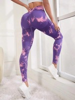 Leggings de yoga pour femmes à taille haute, effet tie-dye sans couture, avec extensibilité quadridirectionnelle pour l'entraînement physique et le renforcement des hanches