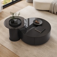 Table basse moderne haut de gamme avec plateau en verre miroir et cadre en bois, design durable, meubles de salon écologiques