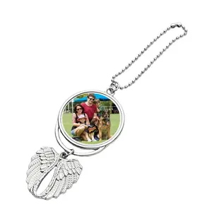 Personalized car pendant sublimation blank double-sided printing angel wings car ornament