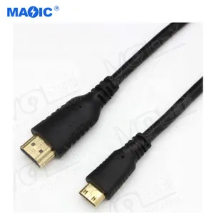 Kabel Tembaga Murni HDTV Standar HDMI Ke HDMI Mini 1.8M Kustom untuk Kamera TV Kabel HDMI Kecepatan Tinggi