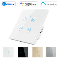 Interrupteurs muraux intelligents 10A Zigbee Smart Life EWeLink Panneau en verre trempé neutre Contrôle vocal Alexa Google Assistant