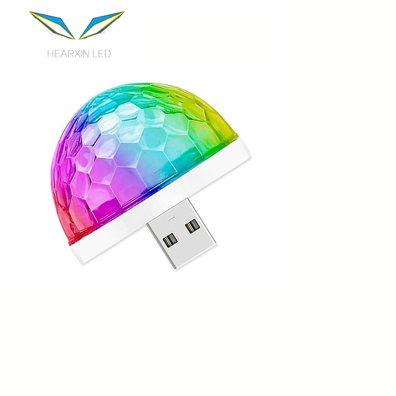 미니 USB 다채로운 분위기 빛 자동차 파티 빛 LED RGB 인테리어 램프 클럽 디스코 무대 효과 휴대용 조명