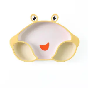 Cute Animal Crab Pattern Food Feeding Tableware Snack Anti-Spill Bpa Free Suction Silicone Baby Bowl
