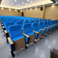 Sillas Plegables Modernas para Auditorio con Tableta de Escritura, Asientos de Aluminio Ecológicos para Iglesia, Escuela y Teatro, Venta al Por Mayor de Fábrica