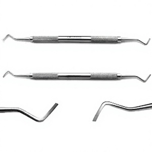 Recortador de margen distal dental, desincrustador de acero inoxidable con agarre moleteado, instrumento periodontal manual Clase I, plateado - Product Image 1