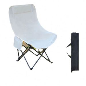Factory Wholesale Outdoor Moon Chair High Back Portable <b>Folding</b> Metal Stainless Steel Garden Chair Modern Camping Picnic Stall - Product Image 1