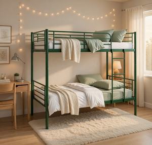 Lit superposé moderne en métal vert, taille double, cadre en acier pour dortoir d'étudiants et <span class=keywords><strong>auberge</strong></span> de jeunesse - Product Image 5