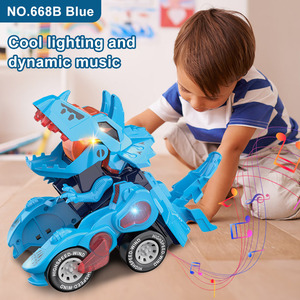 Personnalisé 2 en 1 automatique <span class=keywords><strong>dinosaure</strong></span> <span class=keywords><strong>transformer</strong></span> voiture jouets avec lumière et musique véhicule électrique cadeaux pour garçons - Product Image 5