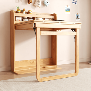 Bàn ăn tiết kiệm không gian có giá để gia vị, khung gỗ, bàn ăn gấp gọn, bộ bàn ăn 4 ghế - Product Image 4