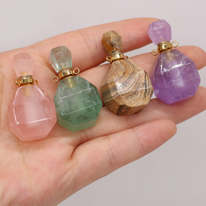 HZ Charms Resimli Jasper Esansiyel Yağ Difüzörü Doğal Taş Parfüm Şişesi Kolye Kadınlar İçin Takı <span class=keywords><strong>Mini</strong></span> Kristal Kolye - Product Image 5