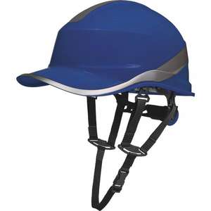 DELTA PLUS - DIAM5UPBLFL Abs blue <b>safety</b> <b>helmet</b> ''baseball cap'' shape with chin attachment and rotor adjustment <b>HELMETS</b> - Product Image 1