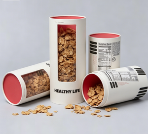 Emballage personnalisé en tube de papier écologique pour céréales et graines, avec fenêtre, impression quadricolore, conteneur alimentaire en papier kraft - Product Image 5