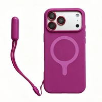 Coque de téléphone magnétique en silicone liquide tendance pour iPhone 18 15 16 17 Pro Max avec cordon de suspension et film protecteur d'objectif HD