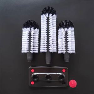 Brosse de nettoyage multi-usages à 3 têtes à poils souples pour verres, bouteilles et vaisselle, en matériau PP écologique, avec conception à rouleau - Product Image 3