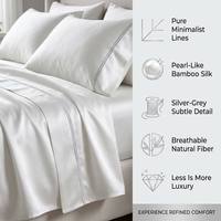 Ensemble de literie de luxe personnalisé en bambou 300T, drap-housse et taie d'oreiller, housse de couette brodée écologique