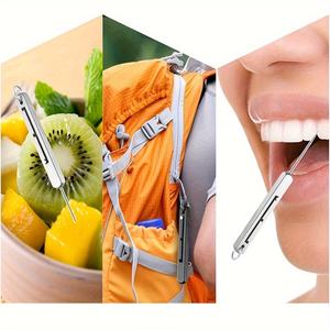 Cure-dents en titane portables, cure-dents <span class=keywords><strong>de</strong></span> poche, porte-cure-dents en métal pour l'extérieur - Product Image 4