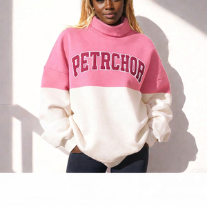 Sudadera Personalizada con Cuello Alto y Bloques de Color, Nombre del Equipo Universitario, Suéter Retro Preppy de Dos Tonos para el Día del Partido - Product Image 2