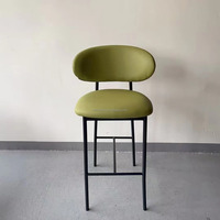 Tabouret de bar de luxe en velours rembourré, chaise haute de comptoir, acier inoxydable, bar de cuisine pour la maison, meubles d'hôtel