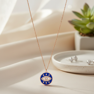Bleu Émail Zircon Pierre Oeil Conception Charme Pendentif En Gros 925 Bijoux En Argent Sterling - Product Image 3