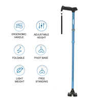 Canne de marche réglable en aluminium Rehand Quad Cane avec capacité de charge de 300 lb pour personnes âgées, utilisation en extérieur et en milieu hospitalier
