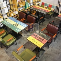 Fabrik Großhandel Retro Industrie Fast Food Lieferanten Möbel Moderne Holz Cafe Restaurant Tisch und Stühle Set