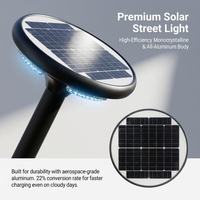 Lampe solaire UFO 50W pour poteau, étanche IP65, batterie LiFePO4, allumage automatique du crépuscule à l'aube, pour jardin, villa, parc, cour, allée