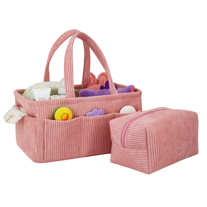 Organisateur de caddie de couches en velours côtelé doux de bonne qualité pour les sacs <span class=keywords><strong>à</strong></span> <span class=keywords><strong>langer</strong></span> hospitaliers avec étui <span class=keywords><strong>à</strong></span> cosmétiques de voyage moelleux - Product Image 1