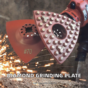 LEADING Placa de pulido de diamante oscilante de interfaz cerrada, grano 50, triangular, para multiherramienta, con patrón de puntos hexagonales y trébol/patrón de superficie - Product Image 2