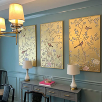Papier peint vintage, peinture et art mural, papier peint peint à la main, papier peint mural, décoration intérieure, papier peint mural texturé doré