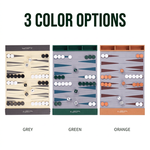 Set da Backgammon 3 Colori in Pelle PU, Gioco da Tavolo Pieghevole con Dadi e Scatola Portaoggetti per Bambini, Adulti e Famiglia - Product Image 1