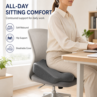 Coussin de siège ergonomique gris en mousse à mémoire de forme pour soulagement du coccyx, support de hanche pour chaise de bureau et conducteur de voiture, lot en gros d'usine