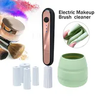 Limpiador de pinceles de maquillaje eléctrico, con cabezales de goma, novedad, venta al por mayor, 8 unidades