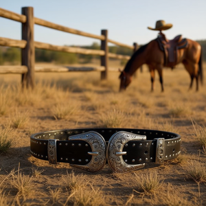 Cinturón de Cuero Genuino Angelina de 3 cm x 100 cm, Estilo Occidental con Hebilla Plateada, Cinturón Casual para Hombre - Product Image 3