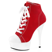 Chaussures à talons fins pour femmes, plateforme de 15 cm, bout rond, lacets, mode, podium, spectacle, boîte de nuit, danse sur piquet, grande taille pour femmes