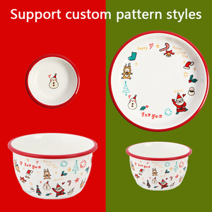 Hand-painted Ceramic Dinner <strong>Set</strong> 3 Pieces <strong>Christmas</strong> Designs Ceramic Dinnerware Plates <strong>Crockery</strong> Mixing 4.5 Inch Bowls - Product Image 6