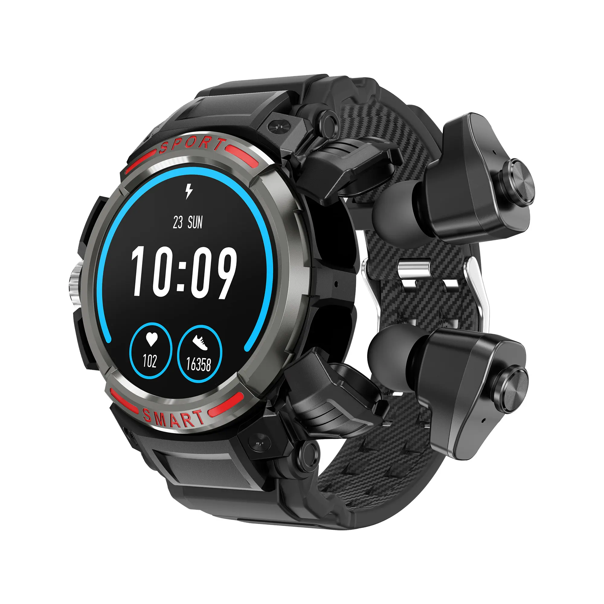 Smartwatch Voor Android Iphone Fitness Tracker Hartslag 100 Sportmodi 2 In 1 Smartwatch Met Draadloze Blue-Tooth Oordopjes