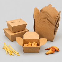 Boîtes alimentaires en papier kraft en stock direct usine, jetables, pour emballage commercial à emporter, avec lamination intérieure pour snacks