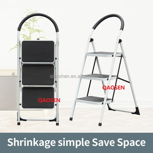 Escalera de acero blanca de 2/3/4/5 escalones con pasamanos para el hogar, cocina, despensa, armario, almacén, escaleras para el hogar, taburete, apartamento - Product Image 6