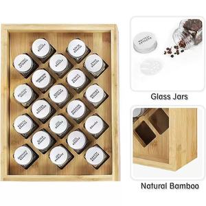 Organisateur de rangement pour épices en bois pour comptoir de cuisine, ensemble de bocaux en verre avec couvercles métalliques hermétiques, multi-niveaux, taille L - Product Image 3