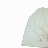 Bonnet d'hiver blanc pour femme - Logo en cristal scintillant, broderie de paillettes, mélange acrylique/coton, motif lettres, ajustement réglable