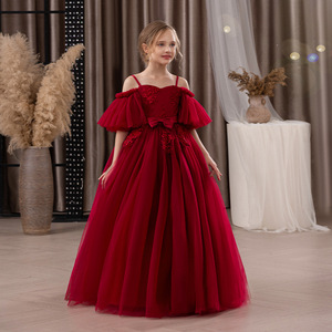 Robe de soirée longue pour filles, style princesse, épaules dénudées, pour récital de piano, spectacle sur scène, anniversaire, mariage, costume, tenue - Product Image 2