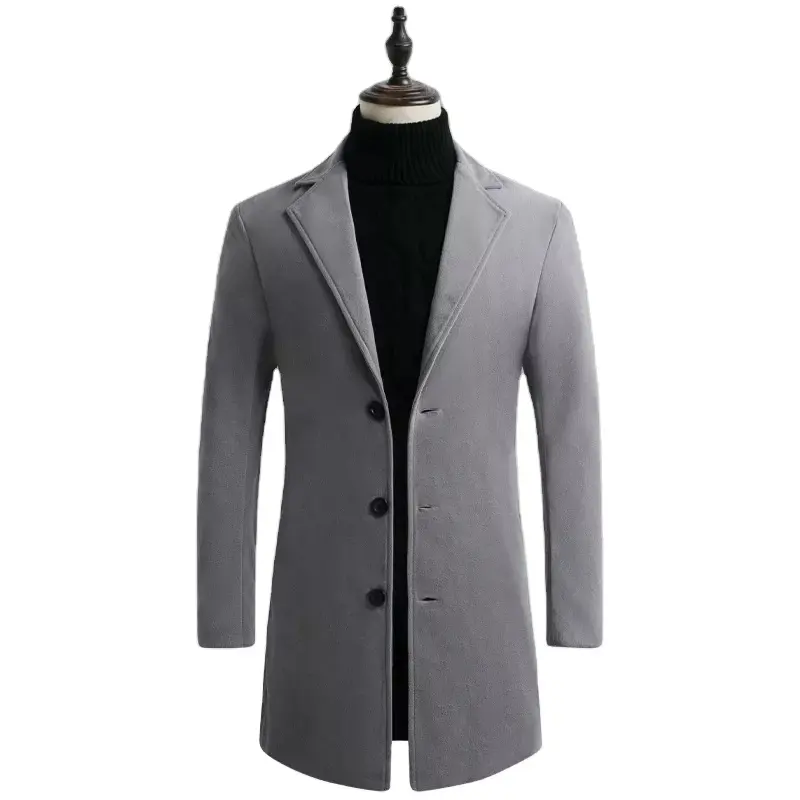 Custom Men's Windproof Outwear Casual Long Over Winter Coat for Men