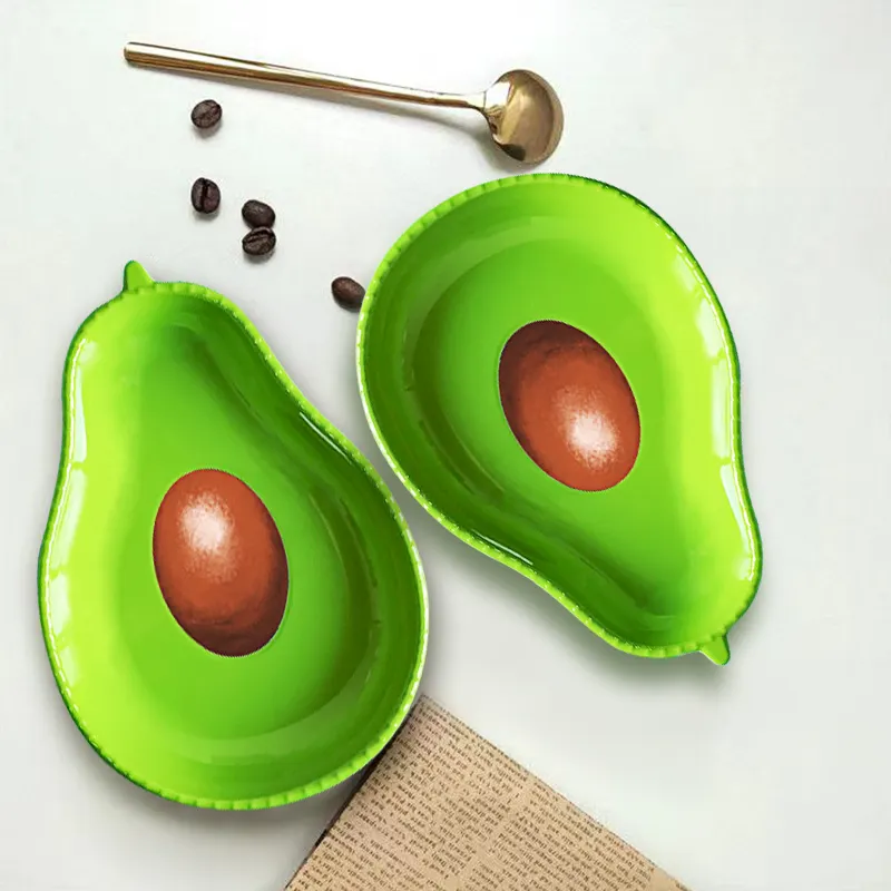 Kreatives niedliches Design Avocado-Form Melamin Geschirr Früchte Salat Misch platte Haushalt Snack Platte