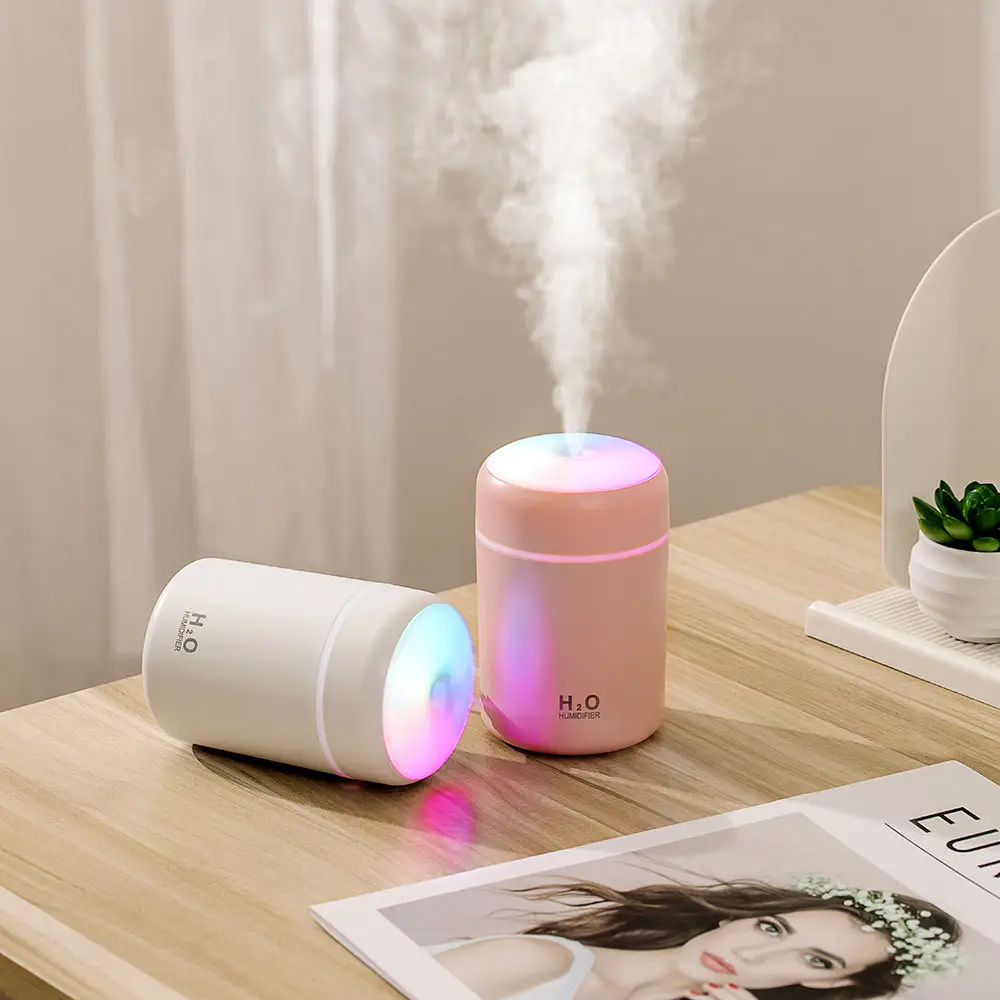 Aroma Oil Diffuser Mist Maker Air Purifier Night Light Car Home Sprayer Household Office 300ml Humidifier Portable USB Color Cup