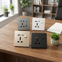 Prise murale industrielle universelle de type 86, interrupteur 10A, prise multifonction standard britannique avec ports USB, IP22, utilisation hospitalière