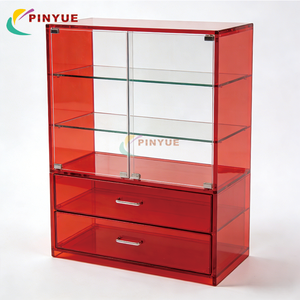 Exhibidores de 3 Niveles Personalizados de Alta Calidad, Exhibidores con <span class=keywords><strong>Puerta</strong></span> <span class=keywords><strong>Corredera</strong></span>, Acrílico, para Tiendas, Comercios, Hogar, Gabinete de Exhibición de Gran Espacio - Product Image 2