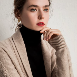 <span class=keywords><strong>Cardigan</strong></span> Corto da Donna Classico <span class=keywords><strong>Nero</strong></span>, Tessuto Personalizzato a Trama Intrecciata, Caldo e Spesso per Climi Freddi - Product Image 5