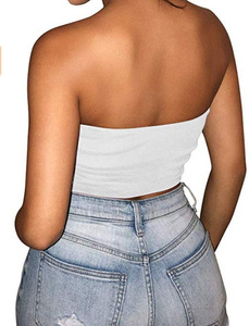 Sexy Strapless Women's Breathable Knitted Casual Short Solid Color Corset Tank Top <strong>Boob</strong> <strong>Tube</strong> Top - Product Image 5